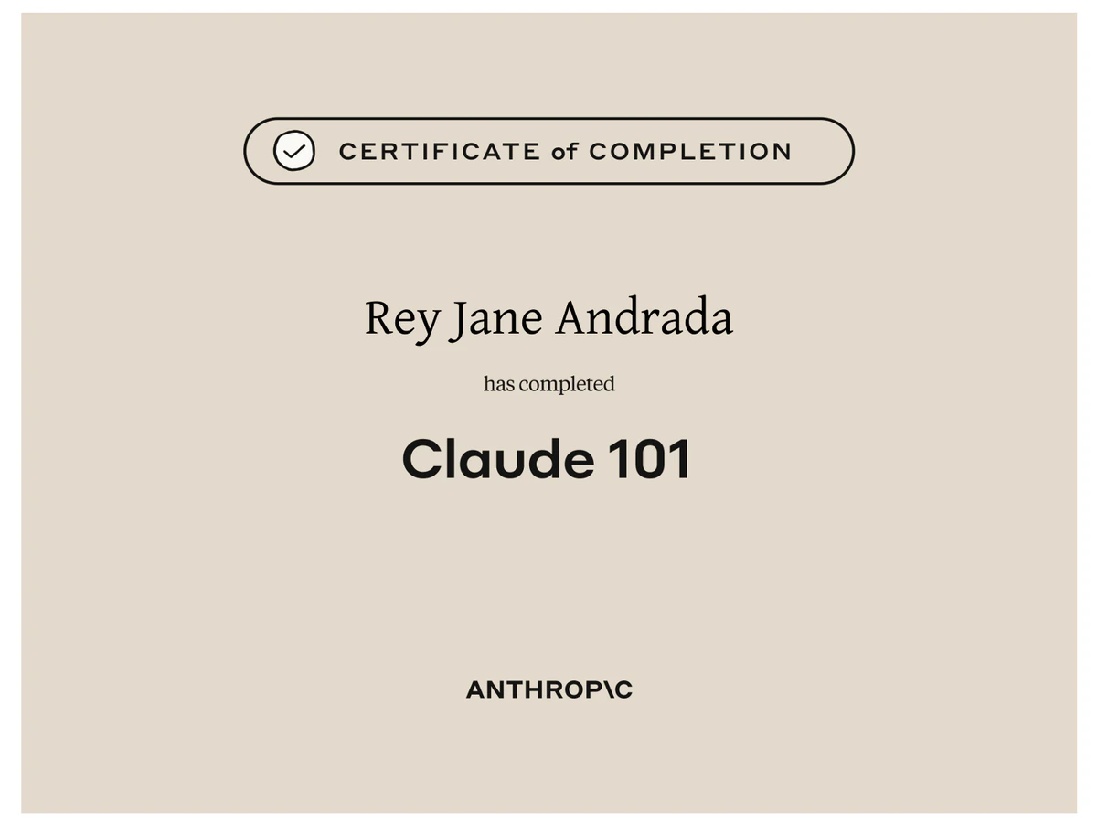 Claude 101 certificate
